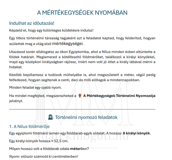 mértékegységek feladatlap kép